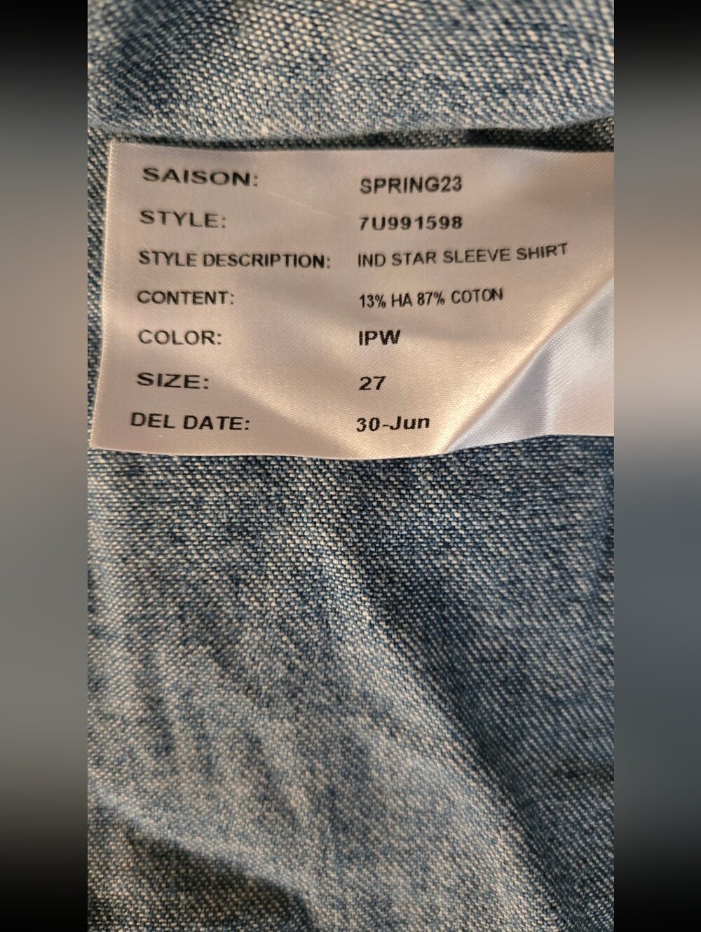 NWT 7 For All Mankind Balloon Star Sleeve Crop Denim Shirt Patchwork S - Picture 15 of 15
